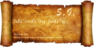 Sárváry Iván névjegykártya